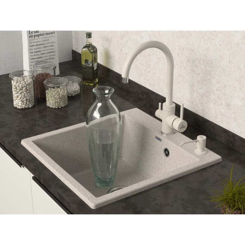 Мойка кухонная Paulmark Kante PM105152-BE, 51 см, кварцевая, бежевый