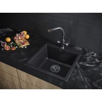 Мойка кухонная Paulmark Kante PM105152-BL, 51 см, кварцевая, черный