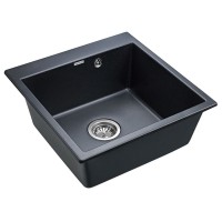 Мойка кухонная Paulmark Kante PM105152-BLM, 51 см, кварцевая, черный металлик