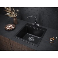 Мойка кухонная Paulmark Kante PM105152-BLM, 51 см, кварцевая, черный металлик