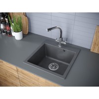 Мойка кухонная Paulmark Kante PM105152-DG, 51 см, кварцевая, графит