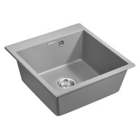 Мойка кухонная Paulmark Kante PM105152-GRM, 51 см, кварцевая, серый металлик