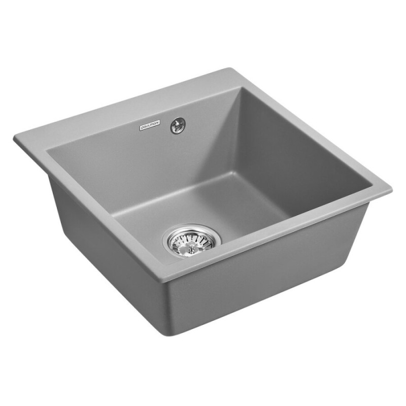 Мойка кухонная Paulmark Kante PM105152-GRM, 51 см, кварцевая, серый металлик