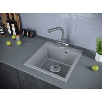 Мойка кухонная Paulmark Kante PM105152-GRM, 51 см, кварцевая, серый металлик