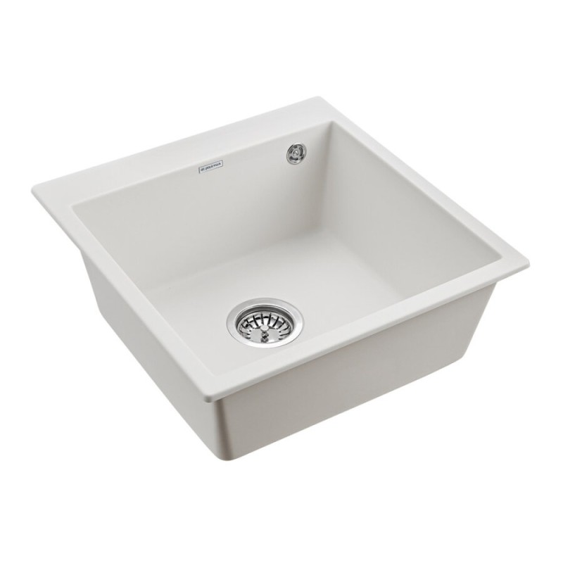 Мойка кухонная Paulmark Kante PM105152-WH, 51 см, кварцевая, белый