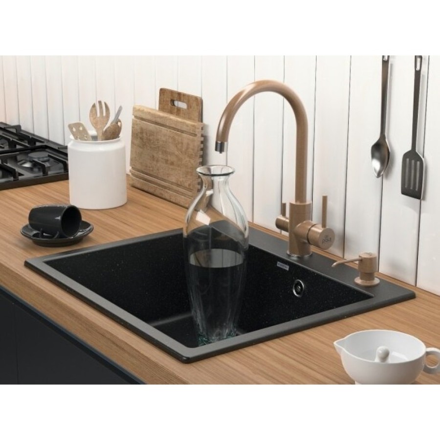 Мойка кухонная Paulmark Kante PM106052-BL, 60 см, кварцевая, черный
