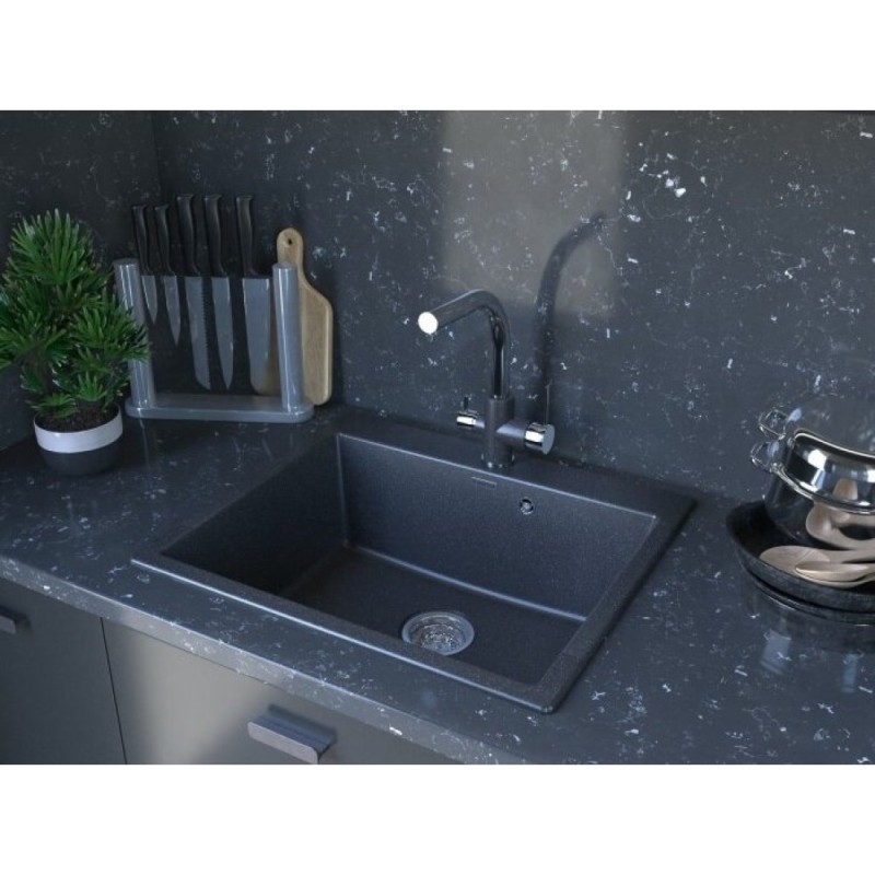 Мойка кухонная Paulmark Kante PM106052-GR, 60 см, кварцевая, серый