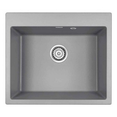 Мойка кухонная Paulmark Kante PM106052-GRM, 60 см, кварцевая, серый металлик