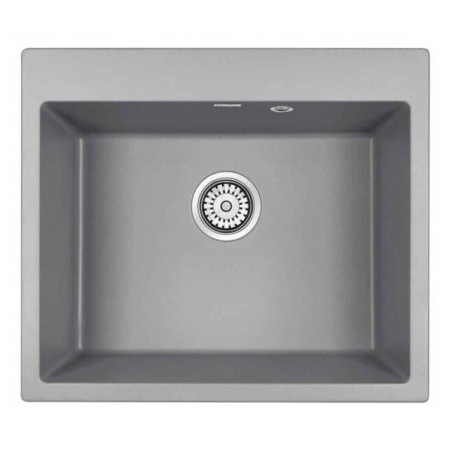 Мойка кухонная Paulmark Kante PM106052-GRM, 60 см, кварцевая, серый металлик