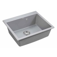Мойка кухонная Paulmark Kante PM106052-GRM, 60 см, кварцевая, серый металлик