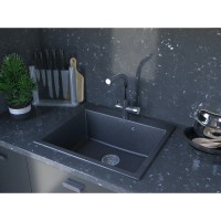 Мойка кухонная Paulmark Kante PM106052-GRM, 60 см, кварцевая, серый металлик