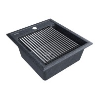 Мойка кухонная Paulmark Stepia 45 PM114651-DG+R375-BS, искусственный камень, с ролл-матом Step, графит