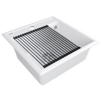 Мойка кухонная Paulmark Stepia 50 PM115051-WH+R375-BS, искусственный камень, с ролл-матом Step, белый