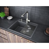 Мойка кухонная Paulmark Stepia-590 PM115951-DG, 59 х 51 см, кварцевая, графит