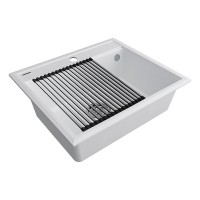 Мойка кухонная Paulmark Stepia 60 PM115951-WH+R375-BS, искусственный камень, с ролл-матом Step, белый