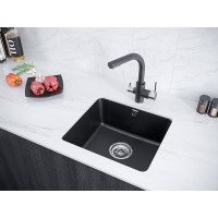 Мойка кухонная Paulmark Unter PM204543-BL, 45.5 см, кварцевая, черный