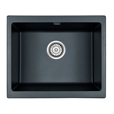 Мойка кухонная Paulmark Gera PM205546-BLM, 55 см, кварцевая, черный металлик