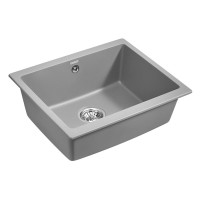Мойка кухонная Paulmark Gera PM205546-GRM, 55 см, кварцевая, серый металлик