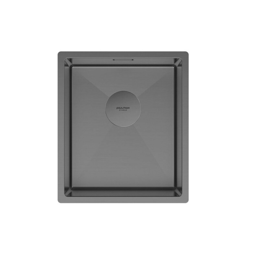 Мойка кухонная Paulmark Next 38 UNI, PM213844-GM, 38 см, цвет вороненая сталь