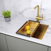 Мойка кухонная Paulmark Next 48 UNI, PM214844-BG, 48 см, золото брашированное