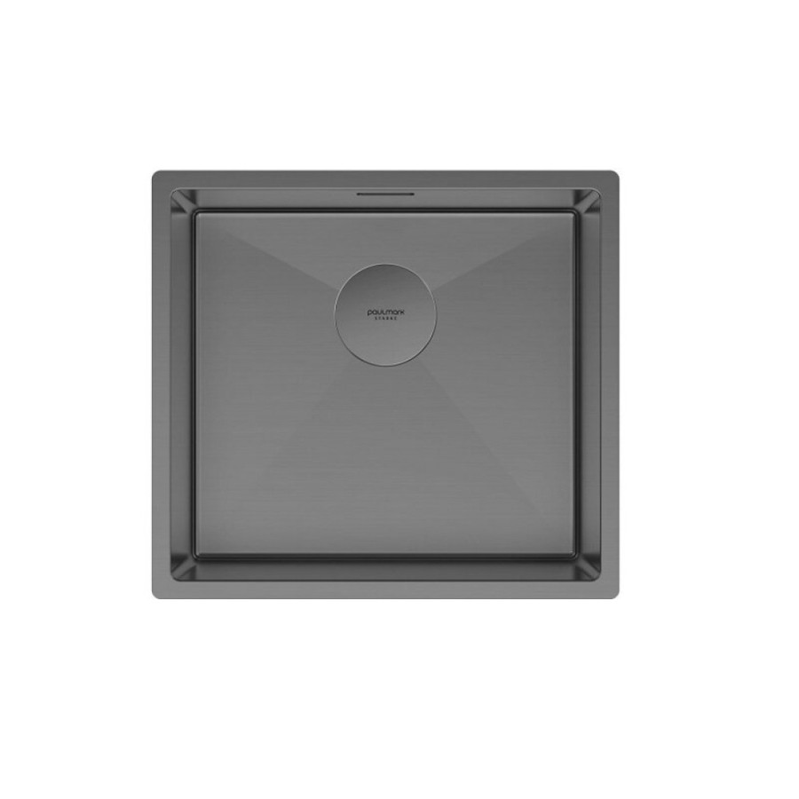 Мойка кухонная Paulmark Next 48 UNI, PM214844-GM, 48 см, цвет вороненая сталь