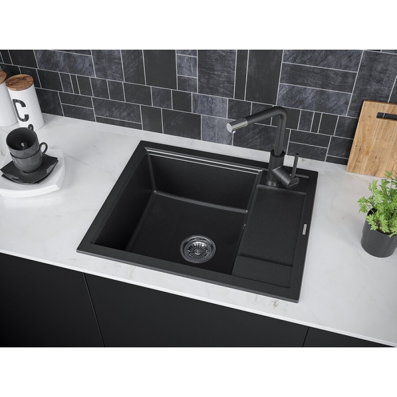 Мойка кухонная Paulmark Flugen PM216050-BL, 60 см, кварцевая, черный