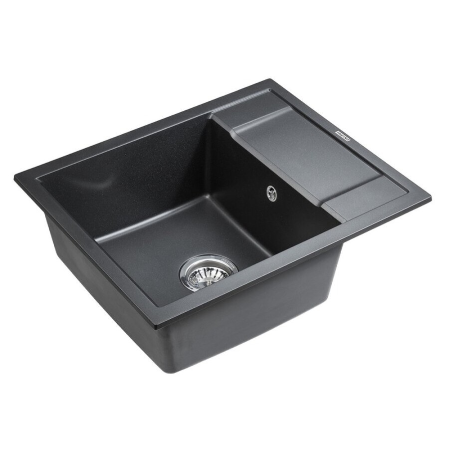 Мойка кухонная Paulmark Flugen PM216050-BLM, 60 см, кварцевая, черный металлик