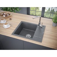 Мойка кухонная Paulmark Flugen PM216050-DG, 60 см, кварцевая, графит