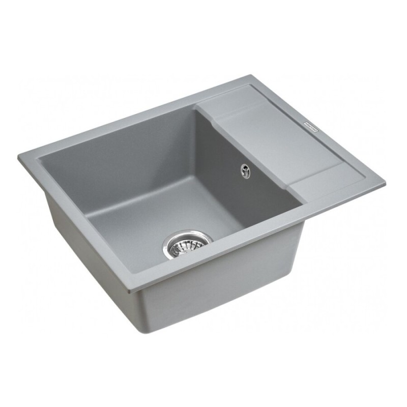 Мойка кухонная Paulmark Flugen PM216050-GRM, 60 см, кварцевая, серый металлик