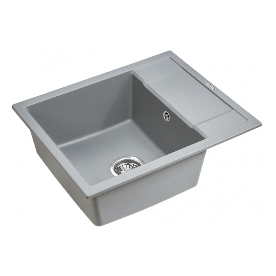Мойка кухонная Paulmark Flugen PM216050-GRM, 60 см, кварцевая, серый металлик
