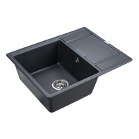 Мойка кухонная Paulmark Flugen PM216550-BLM, 65 см, кварцевая, черный металлик