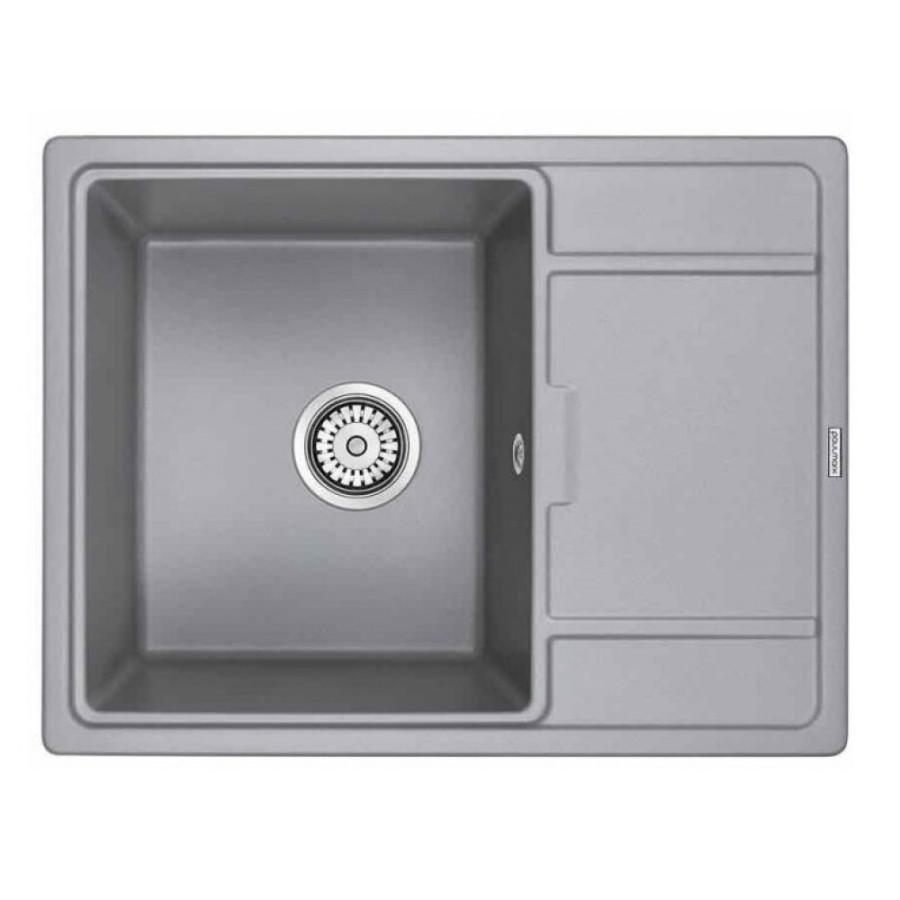 Мойка кухонная Paulmark Flugen PM216550-GRM, 65 см, кварцевая, серый металлик