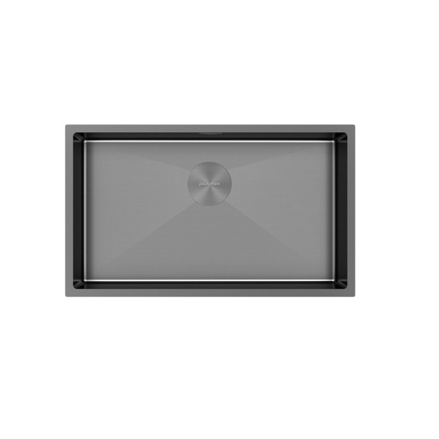 Мойка кухонная Paulmark Next 74 UNI, PM217444-GM, 74 см, цвет вороненая сталь