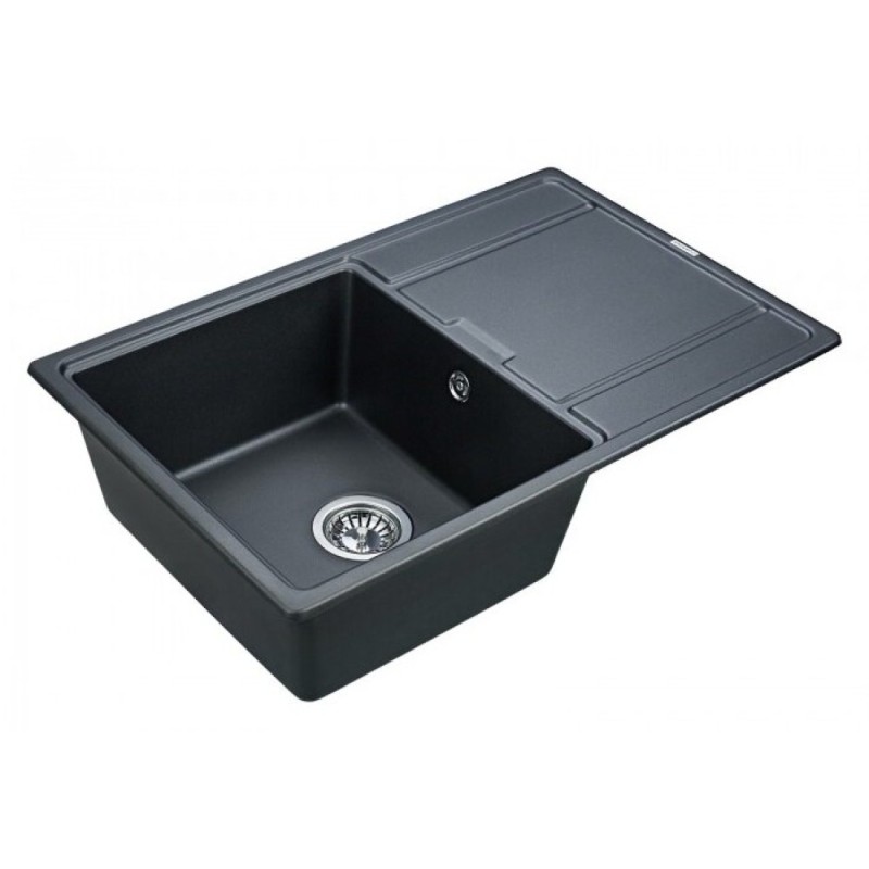 Мойка кухонная Paulmark Flugen PM217850-BLM, 78 см, кварцевая, черный металлик