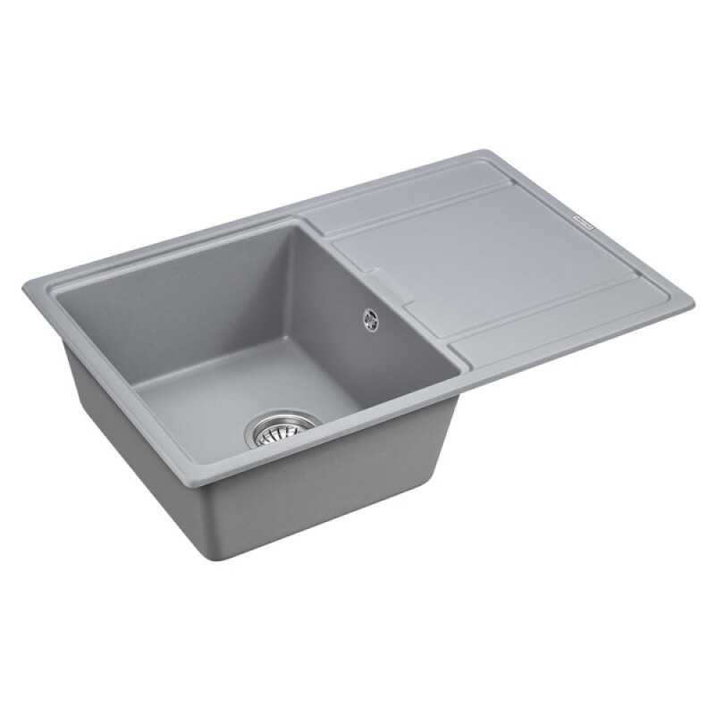 Мойка кухонная Paulmark Flugen PM217850-GRM, 78 см, кварцевая, серый металлик