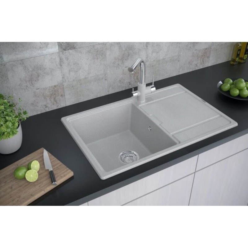 Мойка кухонная Paulmark Flugen PM217850-WH, 78 см, кварцевая, белый