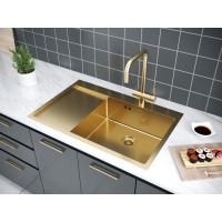 Мойка кухонная Paulmark Kroner PM217851-BGL/R, 78 см, брашированное золото, левая/правая