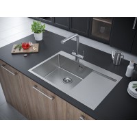 Мойка кухонная Paulmark Kroner 78F, PM217851-BSR, 78 см, брашированная нержавеющая сталь, левая/правая