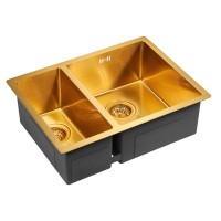 Мойка кухонная Paulmark Zusat PM225944-BGR, 59 см, брашированное золото, левая/правая
