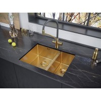 Мойка кухонная Paulmark Zusat PM225944-BGR, 59 см, брашированное золото, левая/правая