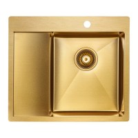 Мойка кухонная Paulmark Kroner PM225951-BGL/R, 59 см, брашированное золото, левая/правая