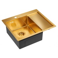 Мойка кухонная Paulmark Kroner PM225951-BGR, 59 см, брашированное золото, левая/правая