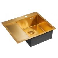 Мойка кухонная Paulmark Kroner PM225951-BGR, 59 см, брашированное золото, левая/правая