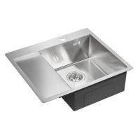 Мойка кухонная Paulmark Kroner PM225951-BSL/R, 59 см, брашированная нержавеющая сталь, левая/правая
