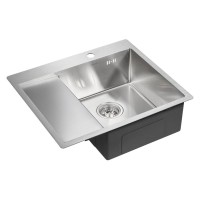 Мойка кухонная Paulmark Kroner PM225951-BSR, 59 см, брашированная нержавеющая сталь, левая/правая