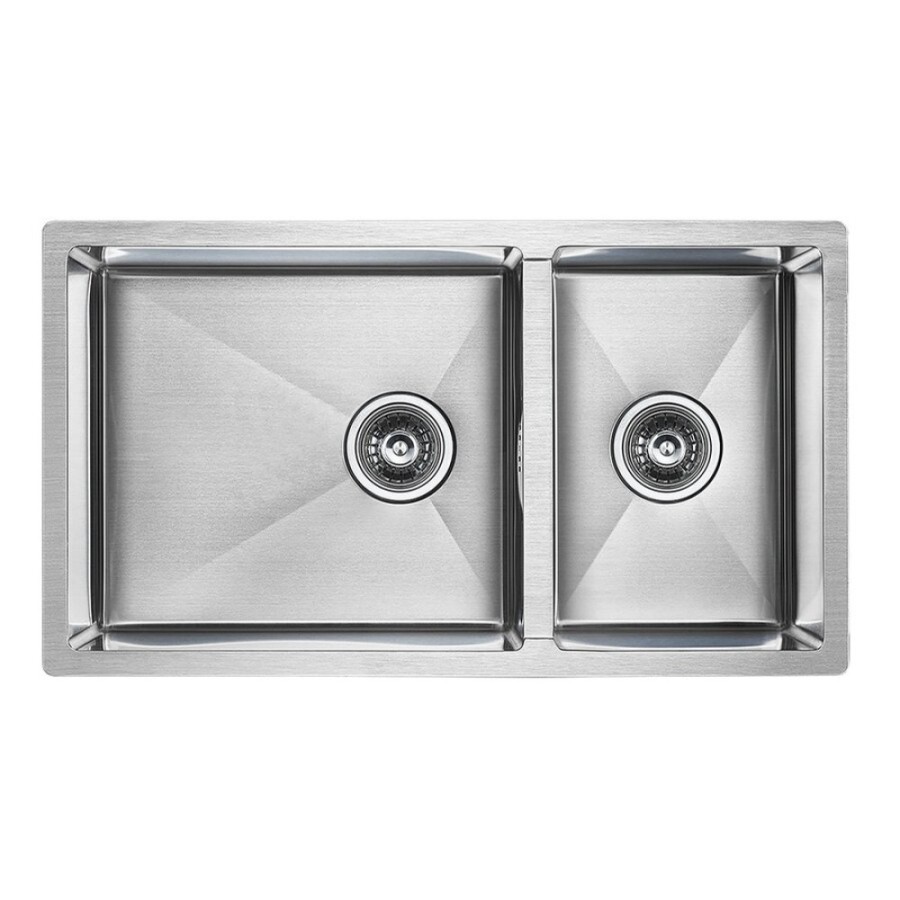 Мойка кухонная Paulmark Gerberg 78/2S UNI, PM227844-BS, 78 см, брашированная нержавеющая сталь