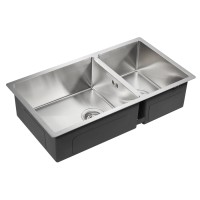 Мойка кухонная Paulmark Gerberg 78/2S UNI, PM227844-BS, 78 см, брашированная нержавеющая сталь