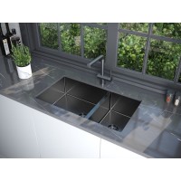 Мойка кухонная Paulmark Gerberg 78/2S UNI, PM227844-GM, воронёная сталь, gunmetal