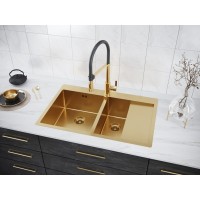 Мойка кухонная Paulmark Kroner PM227851-BGL/R, 78 см, брашированное золото, левая/правая
