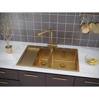 Мойка кухонная Paulmark Kroner PM227851-BGR, 78 см, брашированное золото, левая/правая
